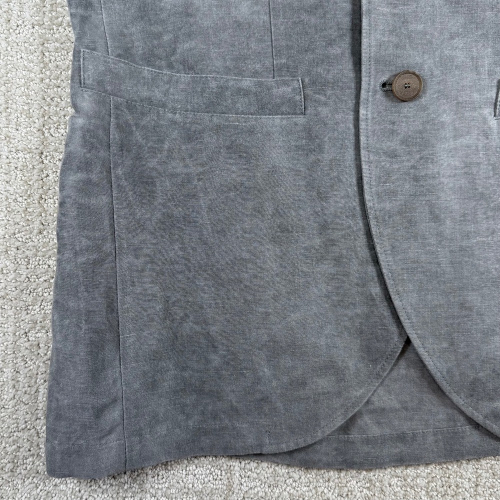 John Varvatos Mens 38R (48 EU) Gray Linen Viscose 3-Button Blazer Sport Coat - Picture 4 of 11
